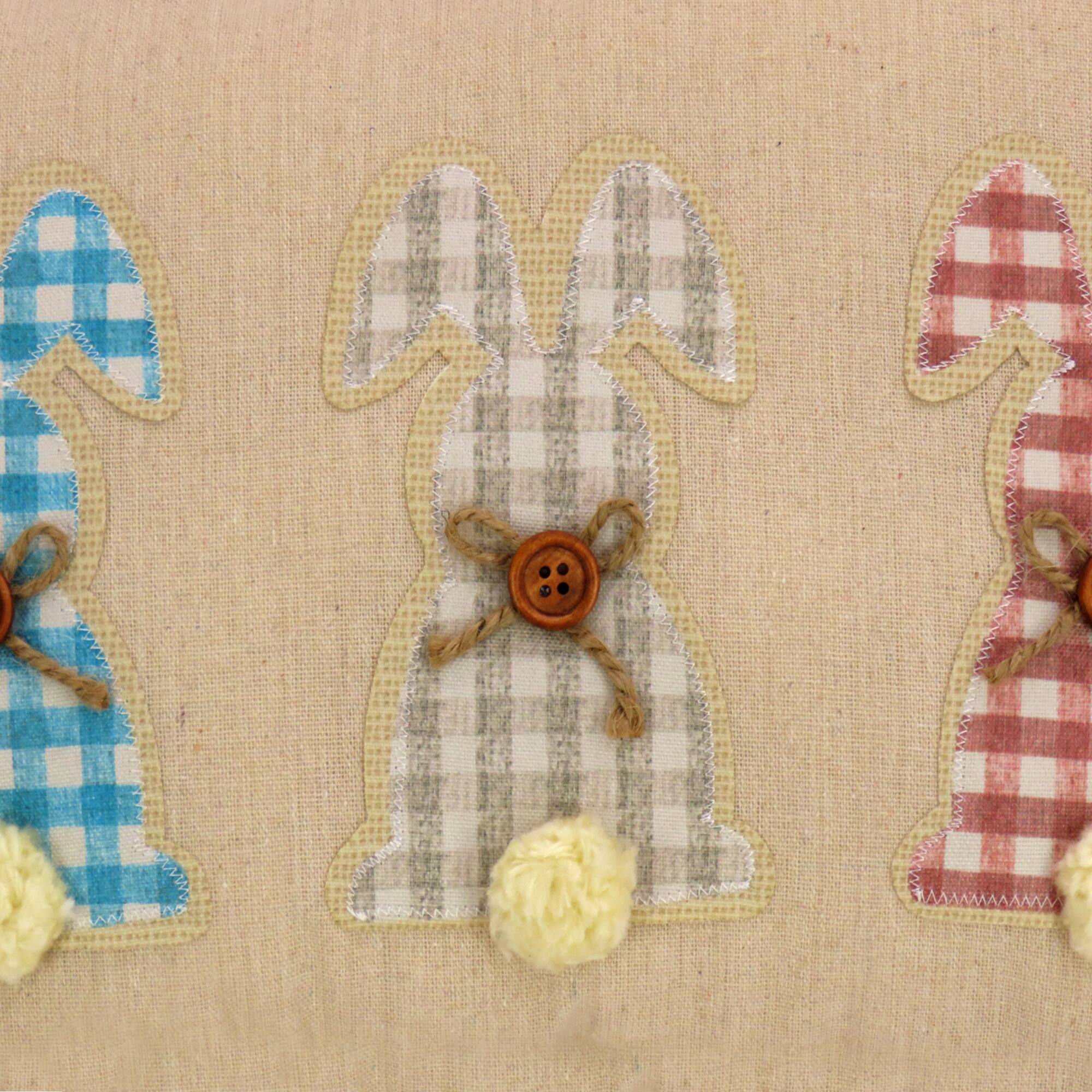 18'' x 10'' Plaid Bunnies Easter Pillow